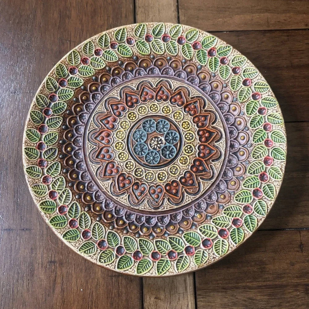 VTG ARACENA Terracotta Decorative Plate Ceramica Del Convento Pottery Spain 9